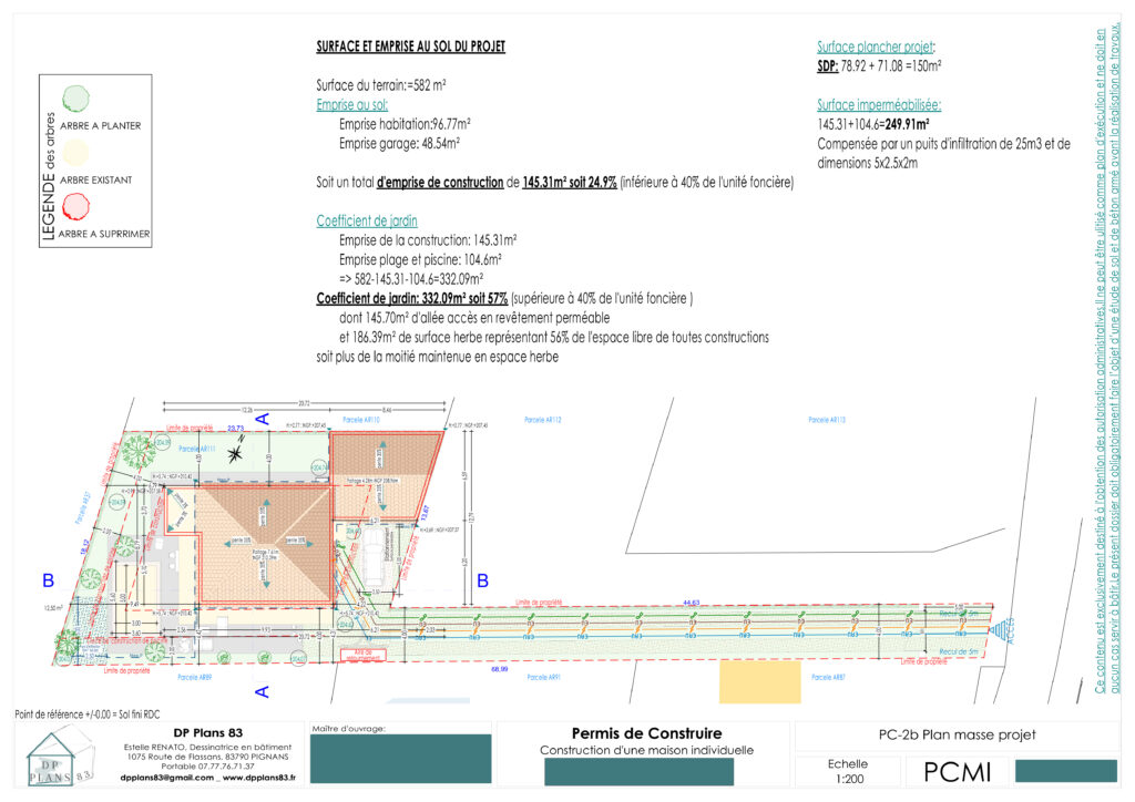 PCMI-2a : Plan de masse coté dans les trois dimensions